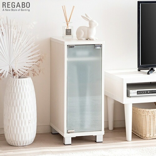 宮武製作所【お客様組み立て】デザイナーズゲームラック REGABO（レガボ） ホワイト PS5やSwitchなど据置型ゲーム機収納に GRK-004-WH【ゲーム機ラック ゲームインテリア ガラス扉付