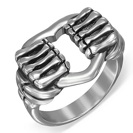 ハートグリップステンレスリング（RMT224）指輪 20号 28号 骸骨の手 ガイコツ スカル 吊り輪 サージカルステンレス316L 男性 女性 プレゼント アクセサリー r0653xxxxxxxx