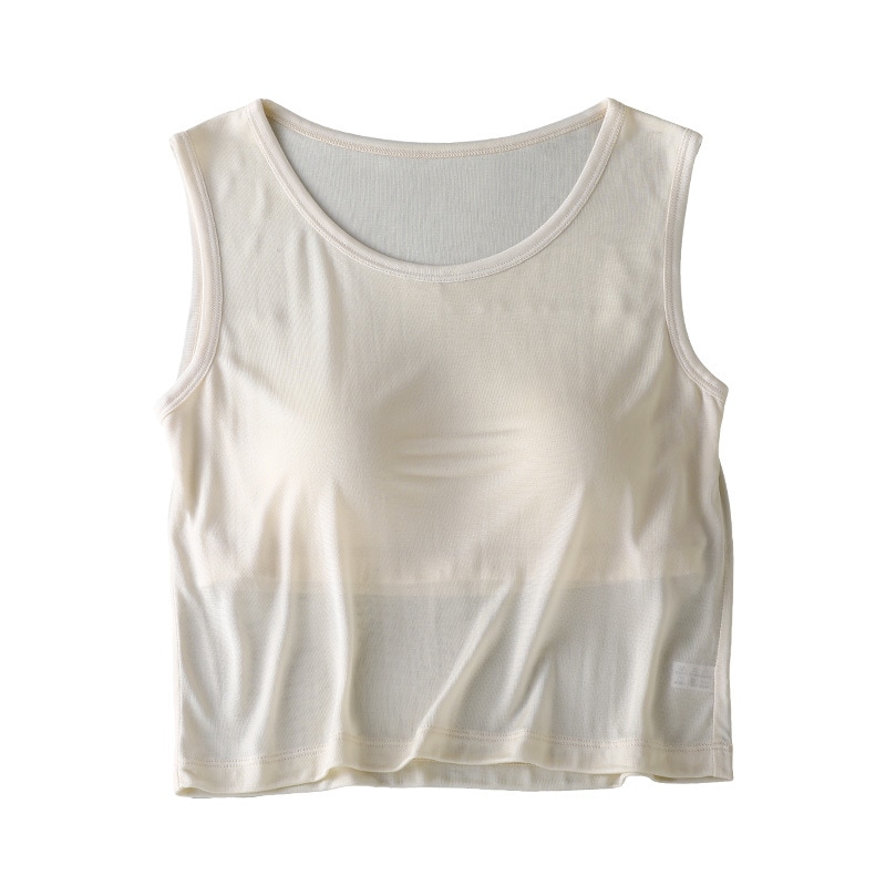 100% シルク ノーウェアブラ パッド入りワイドショルダーベスト付きマルベリーシルク 肌に優しく通気性のある女性用ボトムトップ