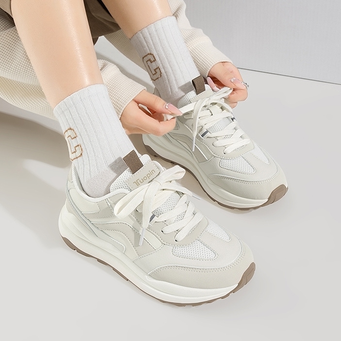 靴 シューズ スニーカー レディース ダッドスニーカー 厚底 フェイクスエード トラックソール レースアップ 通勤 通学 カジュアル きれいめ