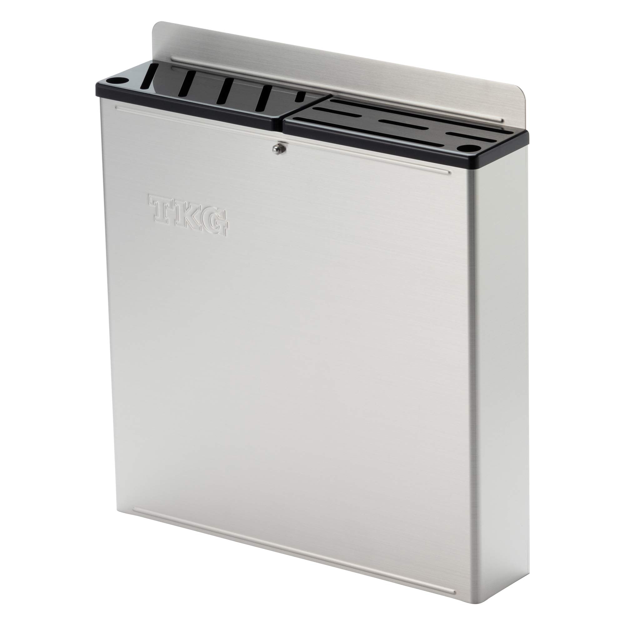 遠藤商事 業務用 TKG プラ板付カラーナイフラック 大 ABタイプ 黒 本体18-8 フタABS樹脂 日本製 AHU676