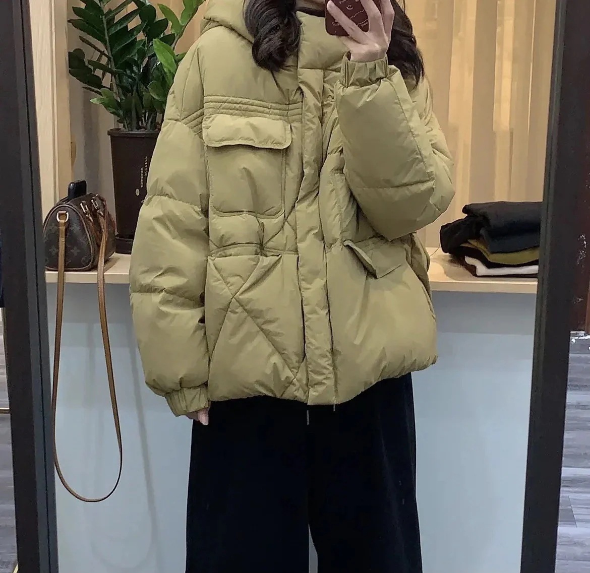 【送料無料】文学ダウンジャケットレディースショート冬新作フード付き3ポケット暖かいホワイトダックダウンリトルジャケット