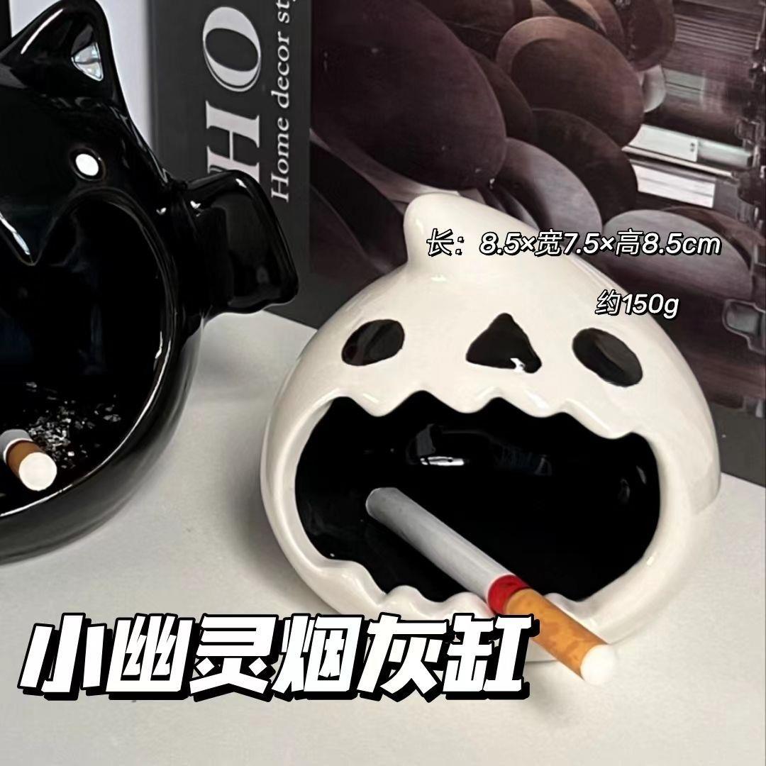 かわいいゴーストセラミック灰皿ホームオフィスリビングルームアンチフライアッシュ灰皿コーヒーテーブルデスクトップ装飾品