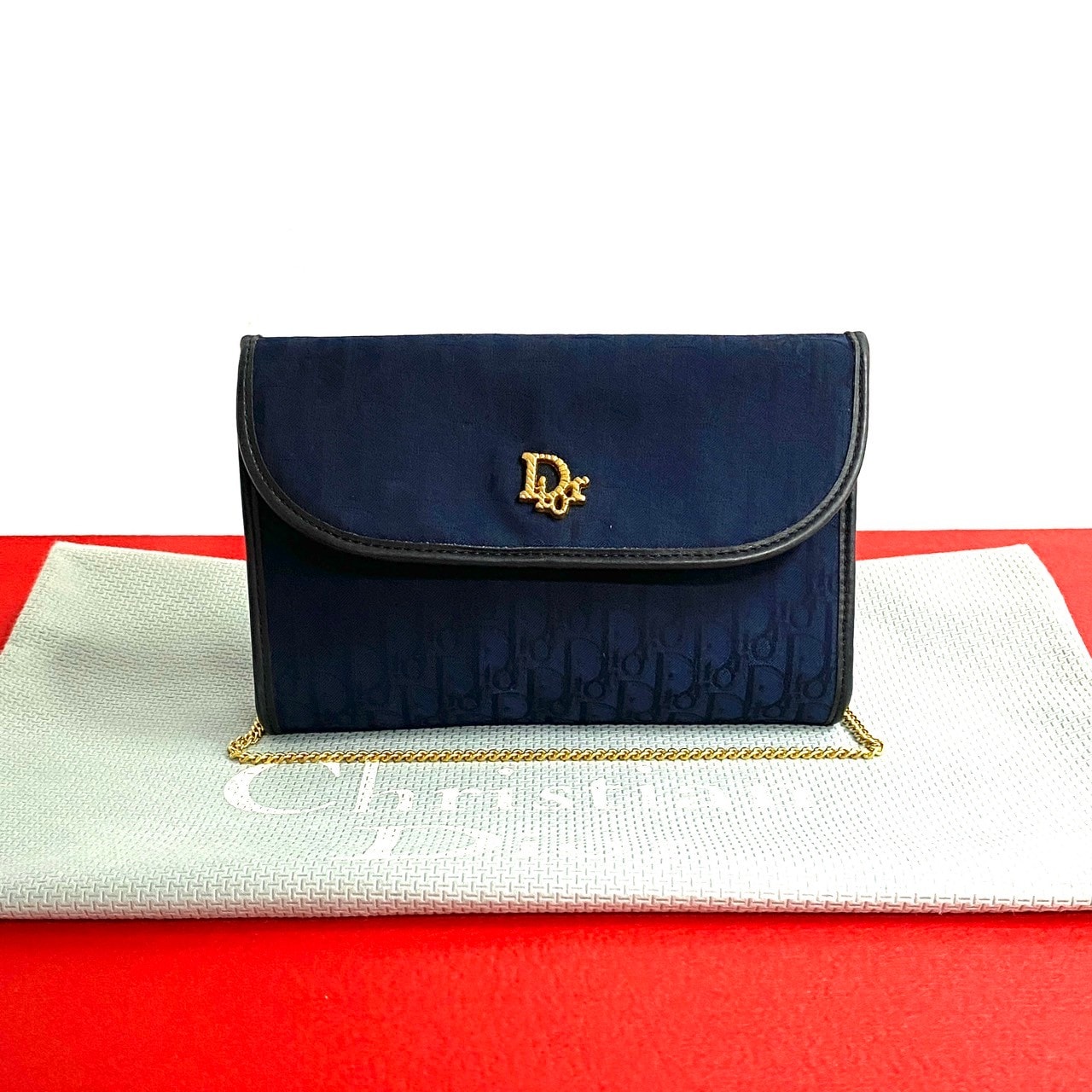 ヴィンテージ トロッター 柄ショルダーバッグ キャンバス レザー ネイビー 24065 42,060円