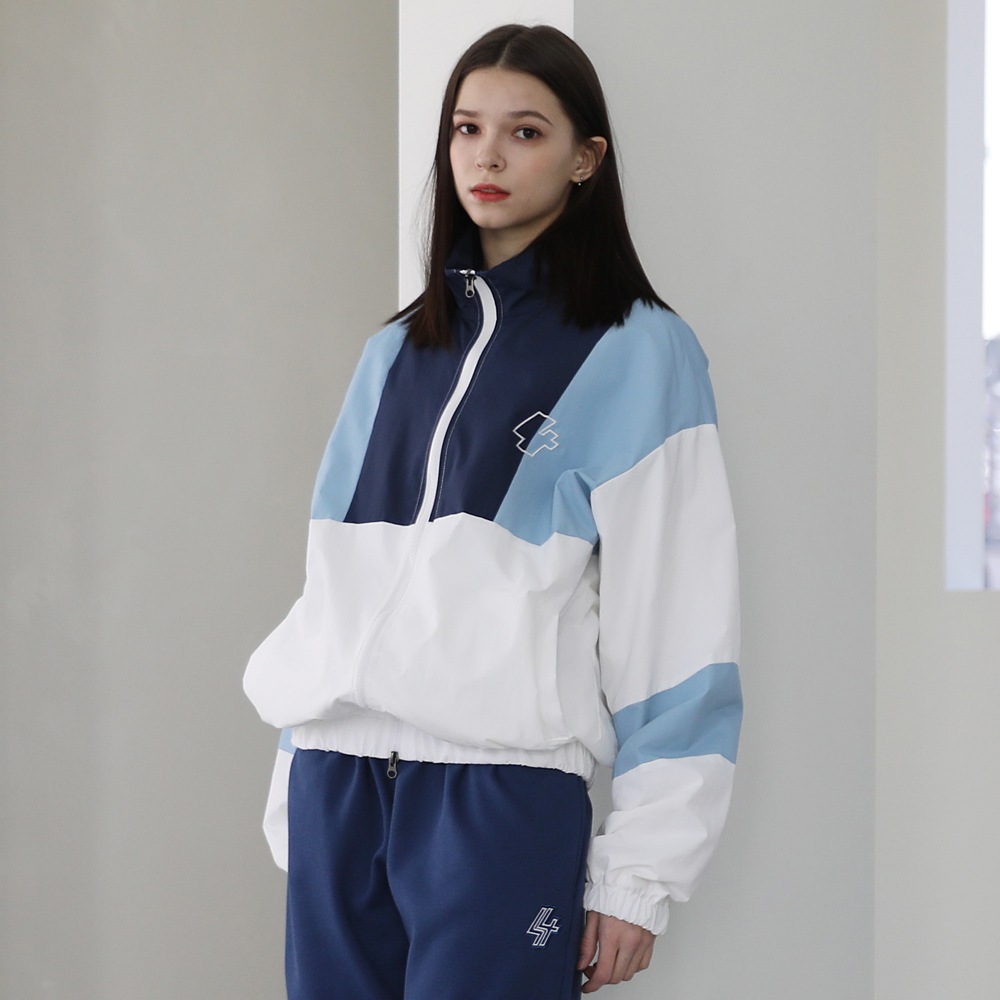 [男女共用]アスレチック クロスカラー ウィンドブレーカージップアップ