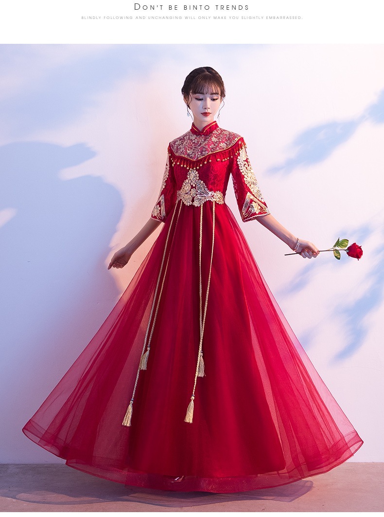 風チャイナドレス乾杯スーツ2025感と気質の女性用チャイナドレスは普段小柄な方でも着用可能