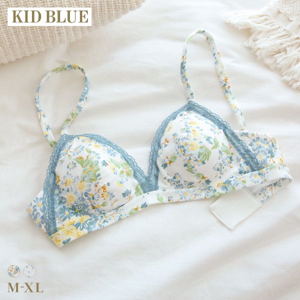 キッドブルー 26フローラルガーデン ノンワイヤー ブラジャー ソフトブラジャー 三角ブラ ブラレッ
