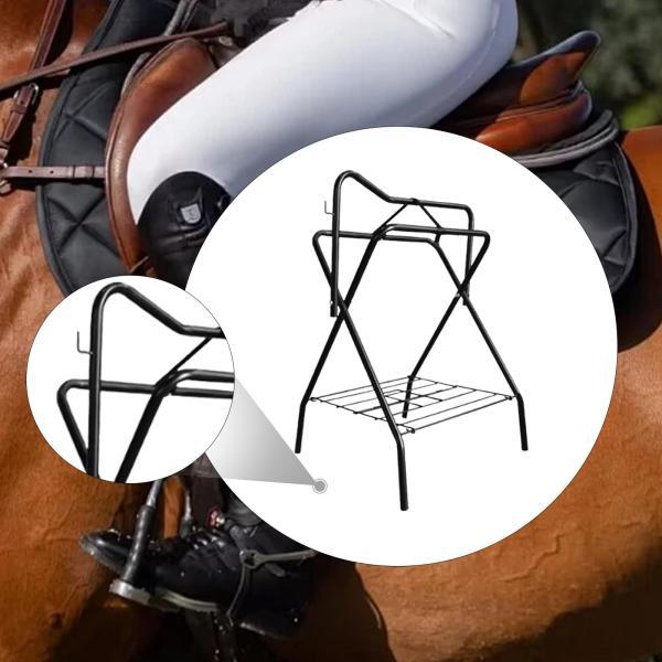 ポータブルサドルラック 乗馬用品アクセサリー 折りたたみ式 頑丈な金属製サドルホルダー