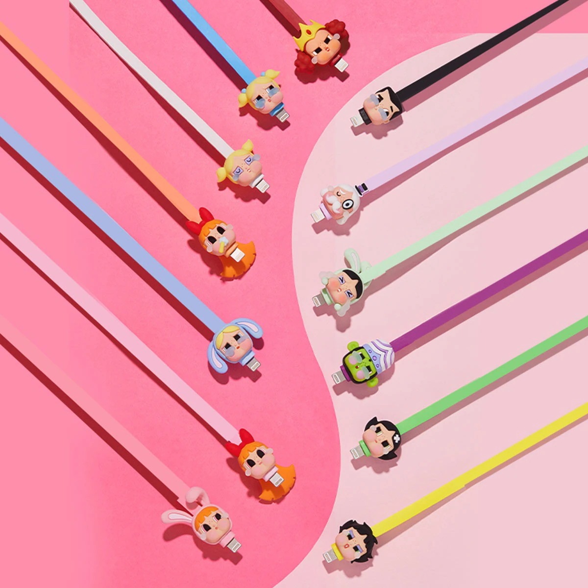公式正規品POP MART CRYBABY Powerpuff Girls USBケーブル 充電 充電用データケーブル ライトニングケーブル携帯電話充電線充電ケーブルガチャポン ブラインドボックス