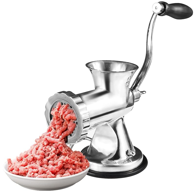 KUWAN ミンチ機 手動式ミンサー 肉挽き機 手動式 家庭用 吸盤式肉挽き器 腸詰め ひき肉器 卓上ミンチ機 ステンレス鋼製 みじん切り 水洗い