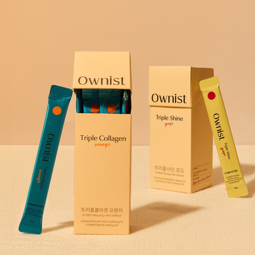 Ownist スキン シナジーセット 各14包 (トリプルコラーゲン オレンジ 1箱 + トリプルシャイン グレープ 1箱)