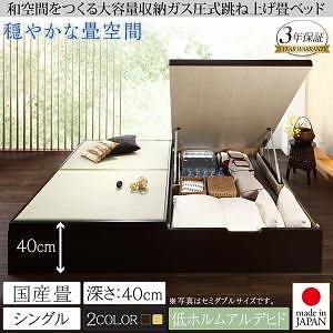 日本製 大容量収納 ガス圧式跳ね上げ 畳ベッド 涼香 リョウカ 国産畳 シングル 深さラージ [フレーム色]ナチュラル