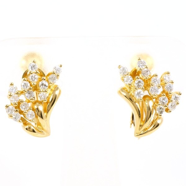 K18 18金 YG イヤリング ダイヤ 計0.75 カード鑑別書 中古