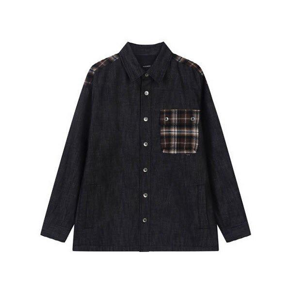 [] 男性) チェック配色パディングデニムシャツジャケット (B244DS360P1) (P003716980)