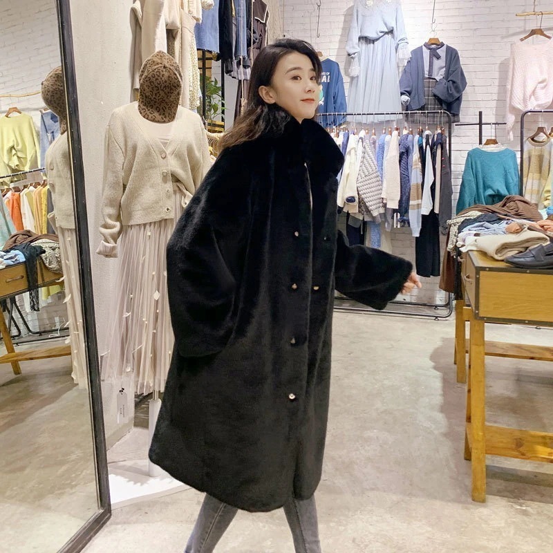 厚手 ロング丈 秋冬 ジャケット ボア スタンド襟 レディース ムートン フリース コート フェイク兎毛  人工ファー ロング丈アウターファー毛皮アウター