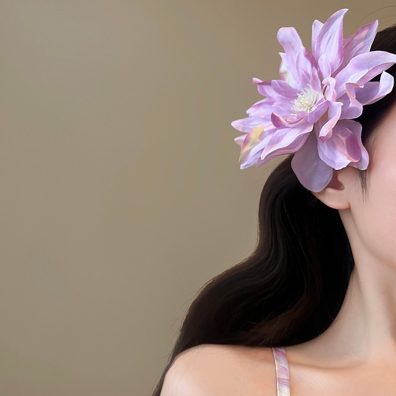 【1点ご購入 で10点プレゼントいたします】レトロな超仙紫のシミュレーション花のヘアピン気質白サイドクリップ