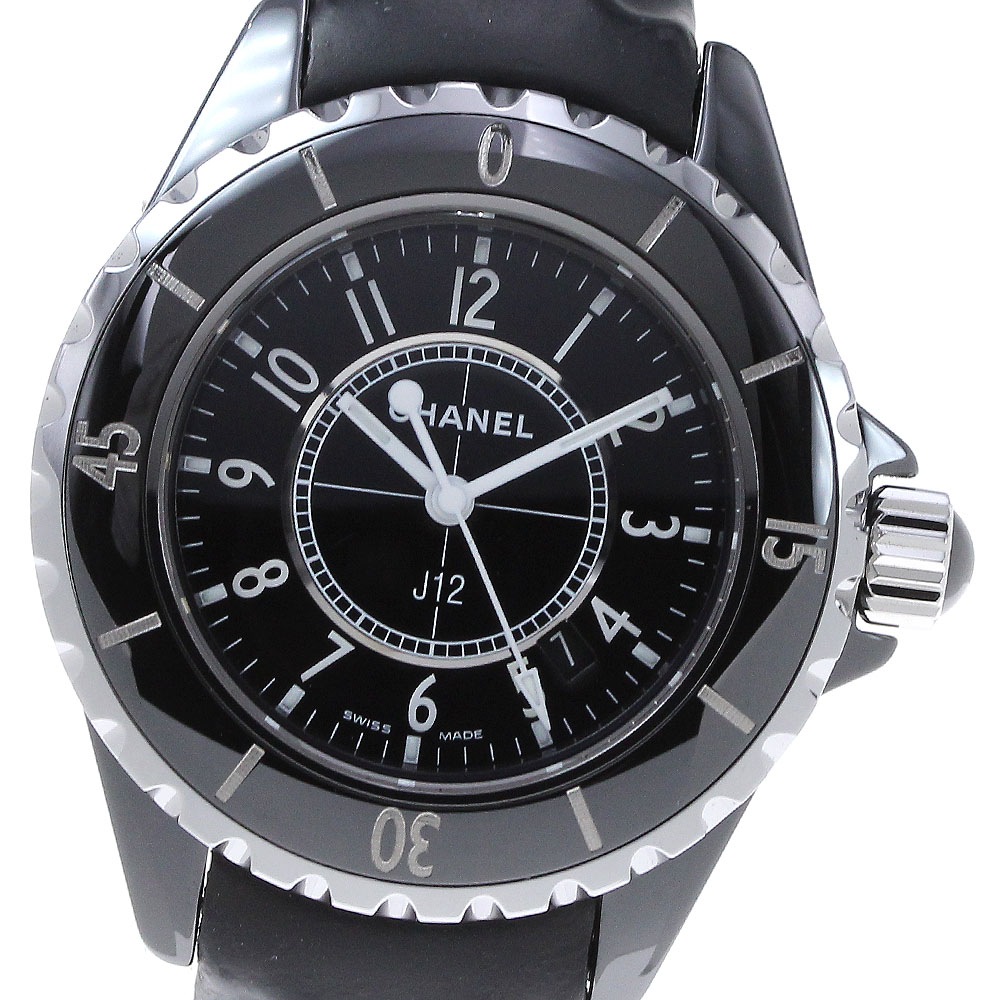 シャネル CHANEL H0680 J12 黒セラミック デイト クォーツ レディース メーカーOH済み_843926【中古】