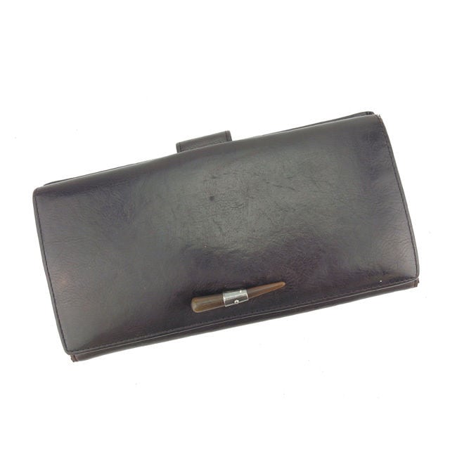 長財布 Wホック 二つ折り モンバサ ダークブラウン シルバー 中古