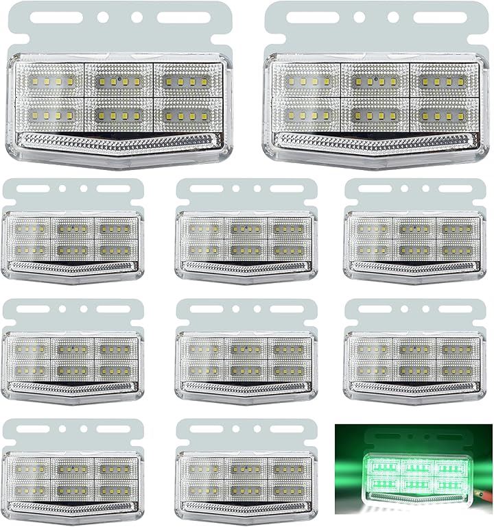 高輝度LED トラック サイド マーカー 24V 10個セット 防水 防塵 42基搭載 ４面発光 ランプ ドレスアップ カスタム(グリーン)