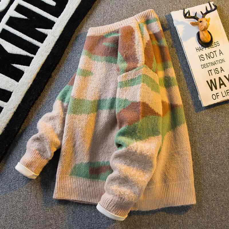 メンズ ファッション 男性用 オシャレ シンプル 大人 かっこいい 大きいサイズ ストリート 紳士服 アメリカン レトロ 対照的 カラー セーター メンズ 秋冬 カップル セーター