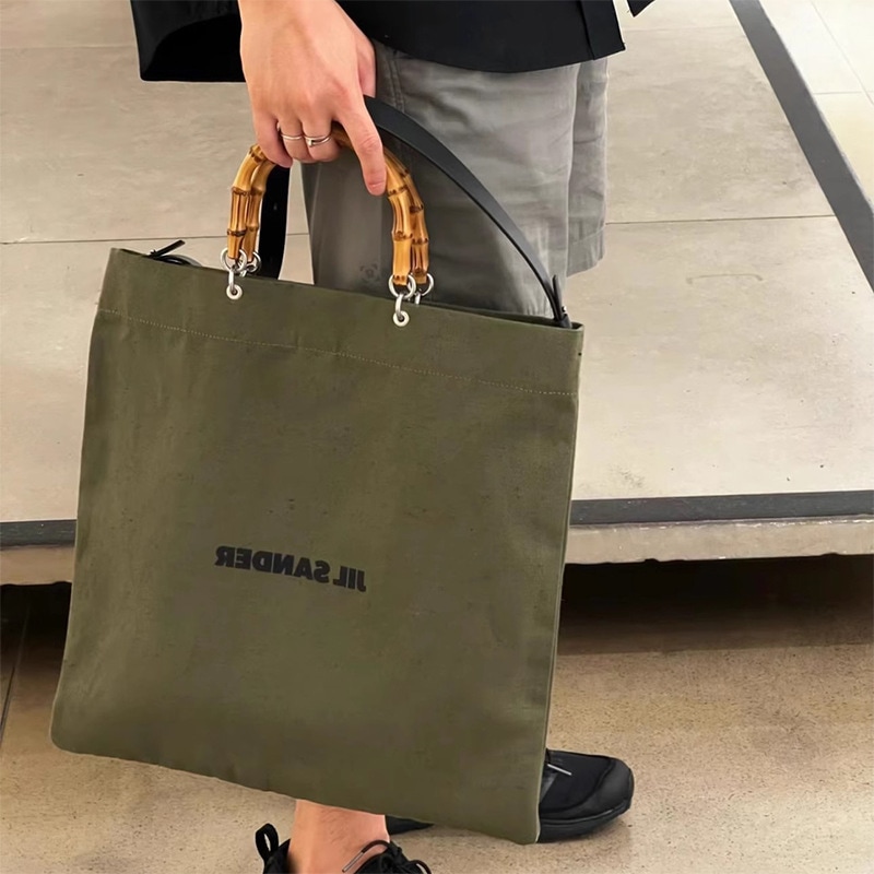 竹節ハンドル手袋 キャンバスバッグ トートバッグ エコバッグ ハンドバッグ 大人 カバン 鞄 お出かけ サブバッグ 収納 大容量 トート 通学 通勤 手持ち トレンド 韓国ファッション