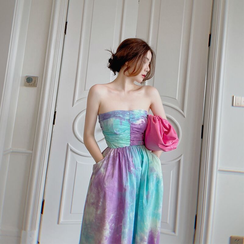 ワンピース フレアワンピース ミモレ ミモレ丈 ロング ロング丈 袖なし ノースリーブ フレア セミフレア スリム 細身 プリーツ ウエストマーク ポケット 大人可愛い おしゃれ お洒落 かっこいい