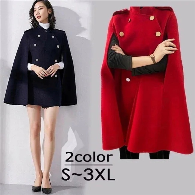 ケープ コート マントコート ポンチョ アウター 大きめ ゆったり レディース 女性 韓国風 秋服 冬服 防寒着 体型カバー おしゃれ エレガント フェミニン 暖かい コート防寒 20代 30代 40