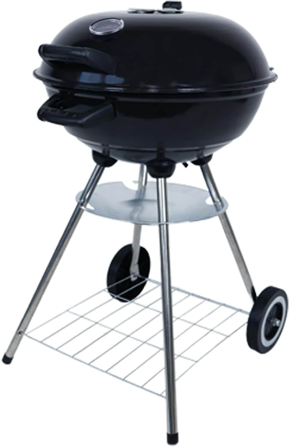 MRG(エムアールジー) [温度計 蓋 付き] 改良 バーベキューコンロ 丸型 大型 4-6人用 2-4人用 蒸し焼き 燻製 4点支柱 日本語説明書付 BBQ グリル コンロ スモーク 蓋付き