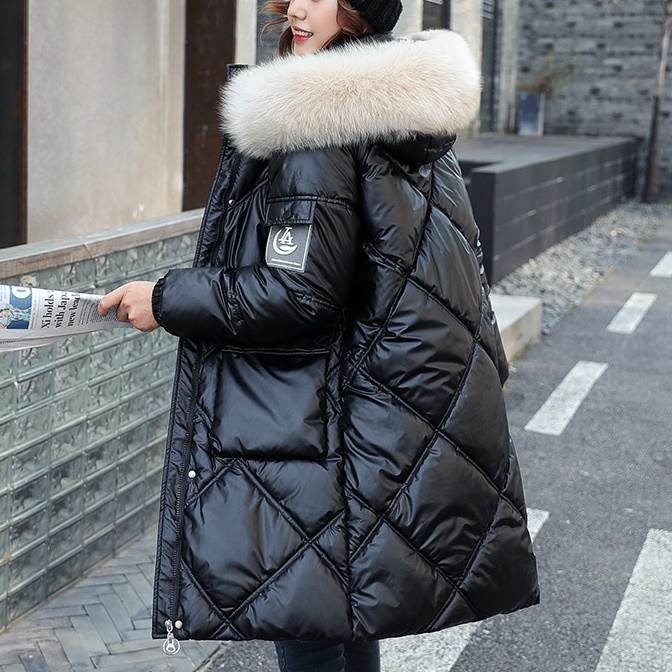 【急速出荷!】大安売り5色 ロングダウン もこもこアウター 中綿コート フード付き ぺディン フード付き メタリック フェイクファー スタンドカラー 大人可愛い カジュアル ホワイト レッド ブラック