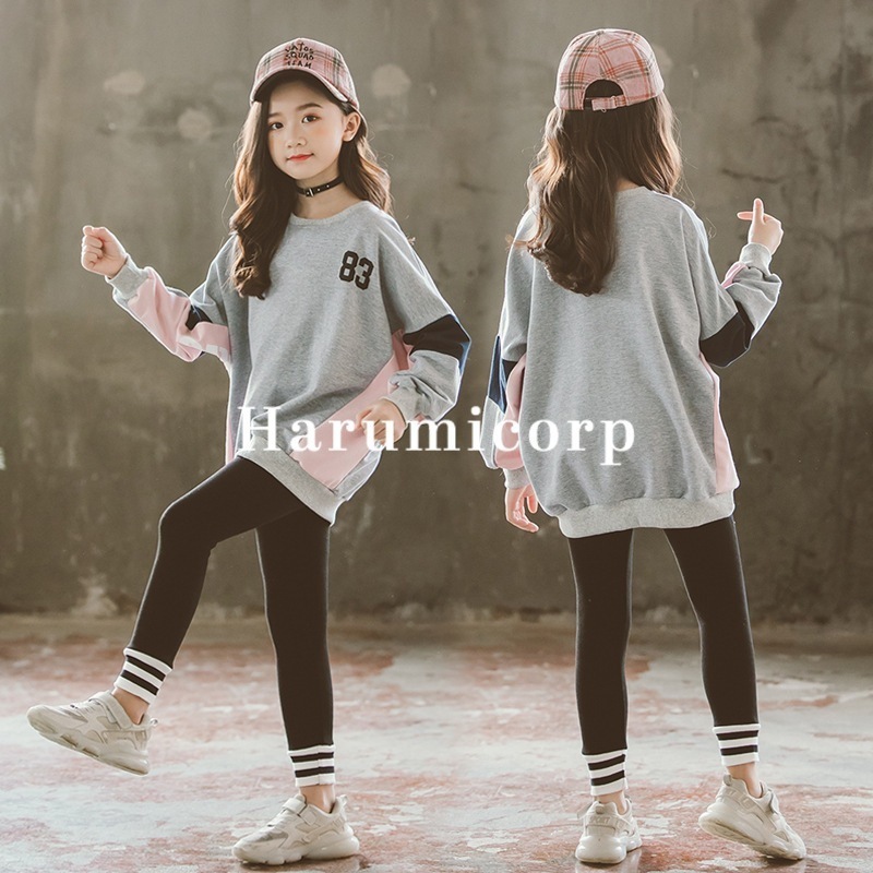 【即納】ジャージ キッズ 女子 上下 長袖 春秋 秋着 ジュニア 2点セット 子供服 セットアップ Tシャツ 長ズボン トレーナー スポーツウェア 運動着 可愛い おしゃれ 新品