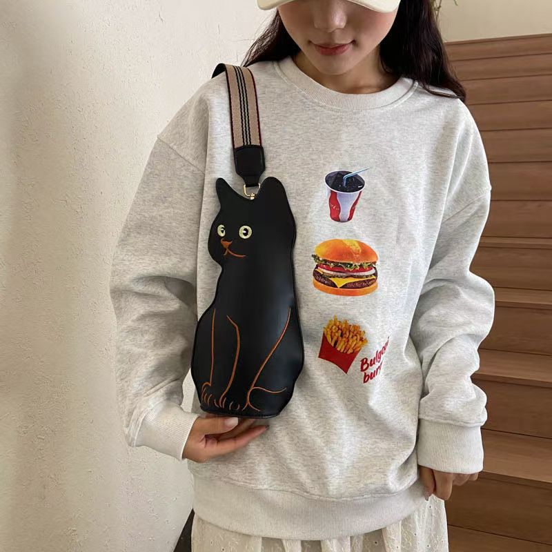 レディースファッション胸バッグ猫斜め掛けバッグ携帯電話小銭入れ外歯コーデバッグ韓国ファッション