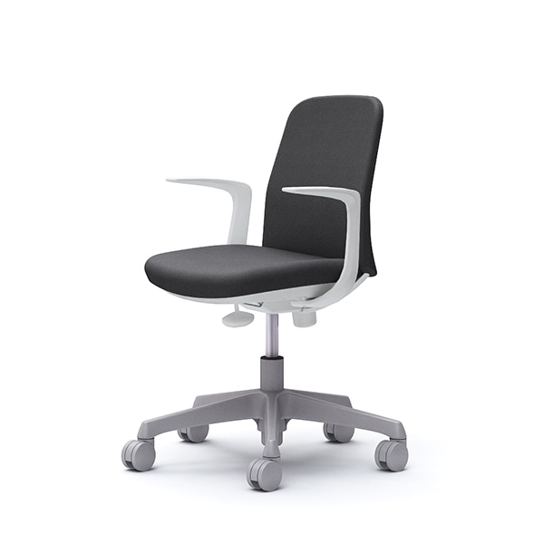 【納期約45日】オカムラ CD23EW FXW0 ダークグレー Lives Entry Chair オフィスチェア デザインアーム 5本脚(コンパクトタイプ) ホワイトボディ ウレタンキャスター