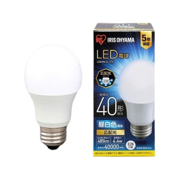 (まとめ) LED電球40W E26 広配光 昼白色 LDA4N-G-4T6 5セット