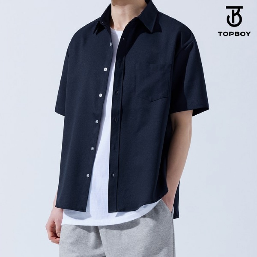 (TOPBOY) ルーズフィットリアルプレーンショートスリーブシャツ (TOP085)