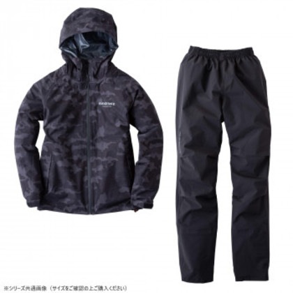 イーブンリバー ストレッチレインスーツ ブラックカモ(95) サイズ:M ME300