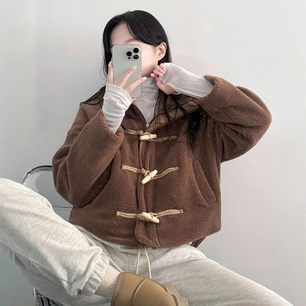 新色追加！【3日出荷】冬 保温ボア中綿入り ホーンボタンアウター レディース フェイクファー