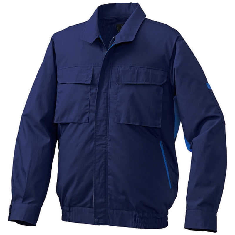 空調服　綿・ポリ混紡脇下マチ付き2 ウェアのみ ネイビー×ブルー 3L　KU91910C03S5