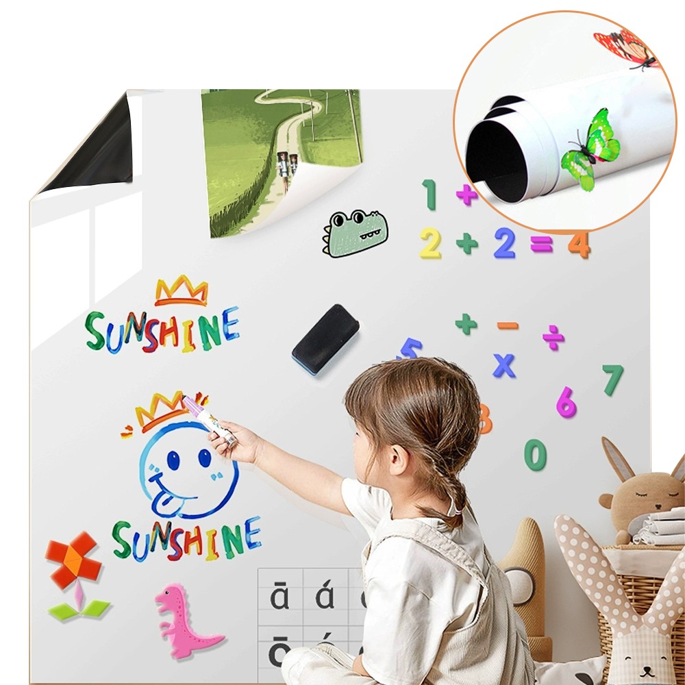 ホワイトボード 60*120cm マグネットシート防水 お絵かき 弱粘着式 貼って剥がせる 磁石 マグネット カット自由 安全テスト済み 落書きボード 掲示板 オフィス 会議室 子供 壁紙 知育