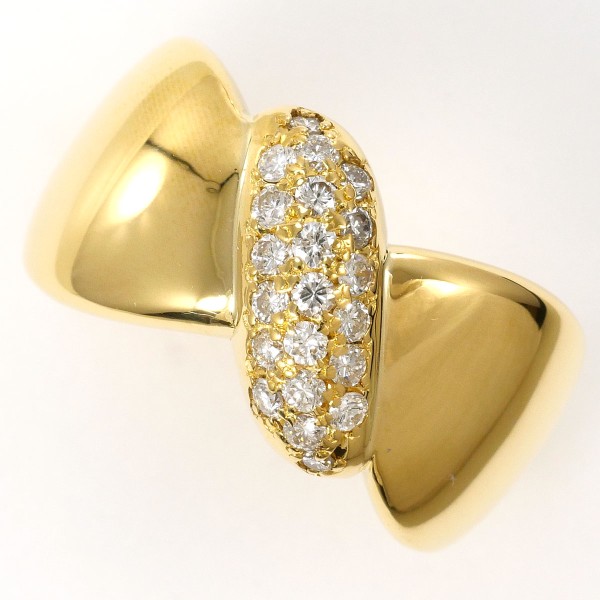 K18 18金 YG リング 指輪 14号 ダイヤ 0.32 カード鑑別書 ジュエリー 中古