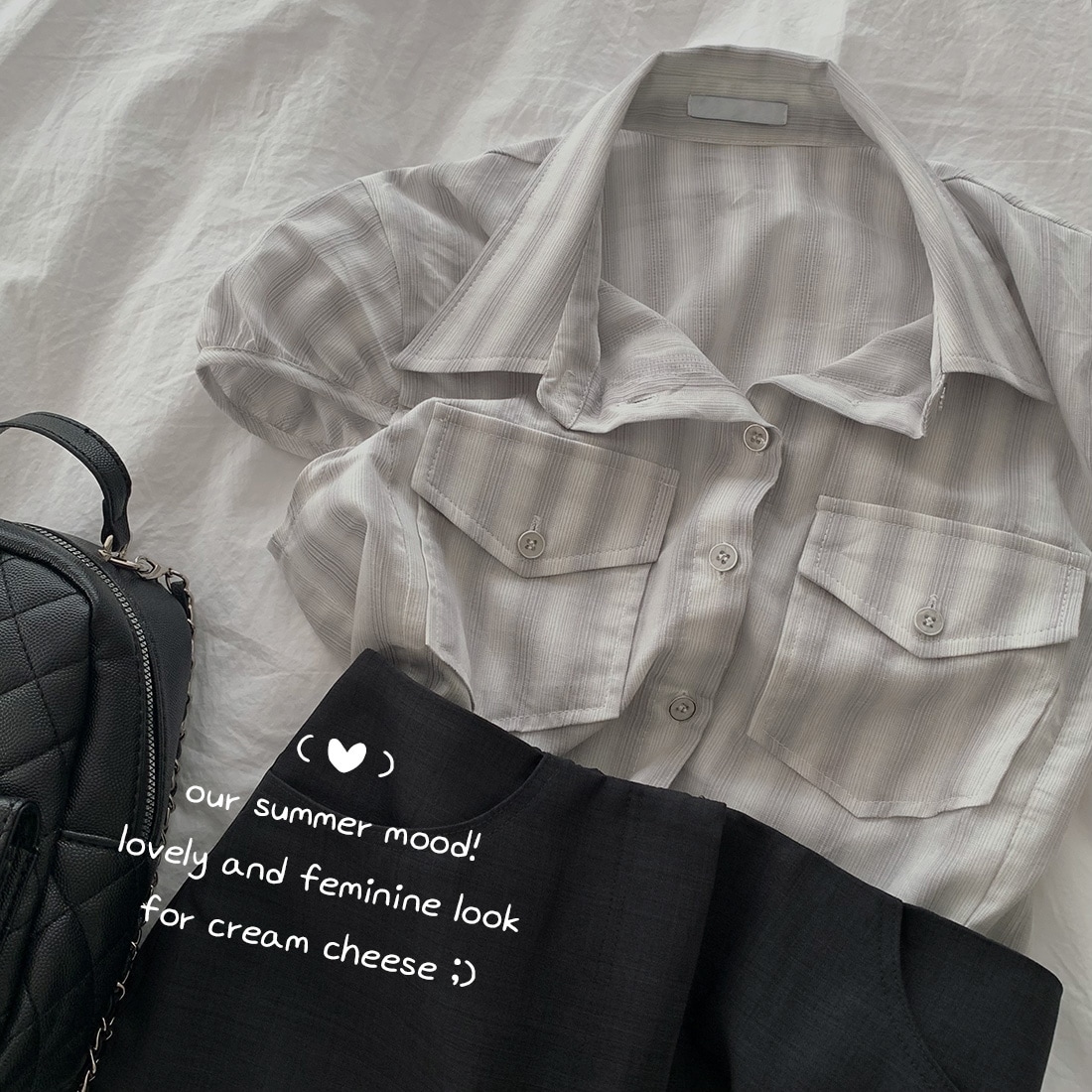 キシーク ストライプ パフ 半袖 シャツ - nb