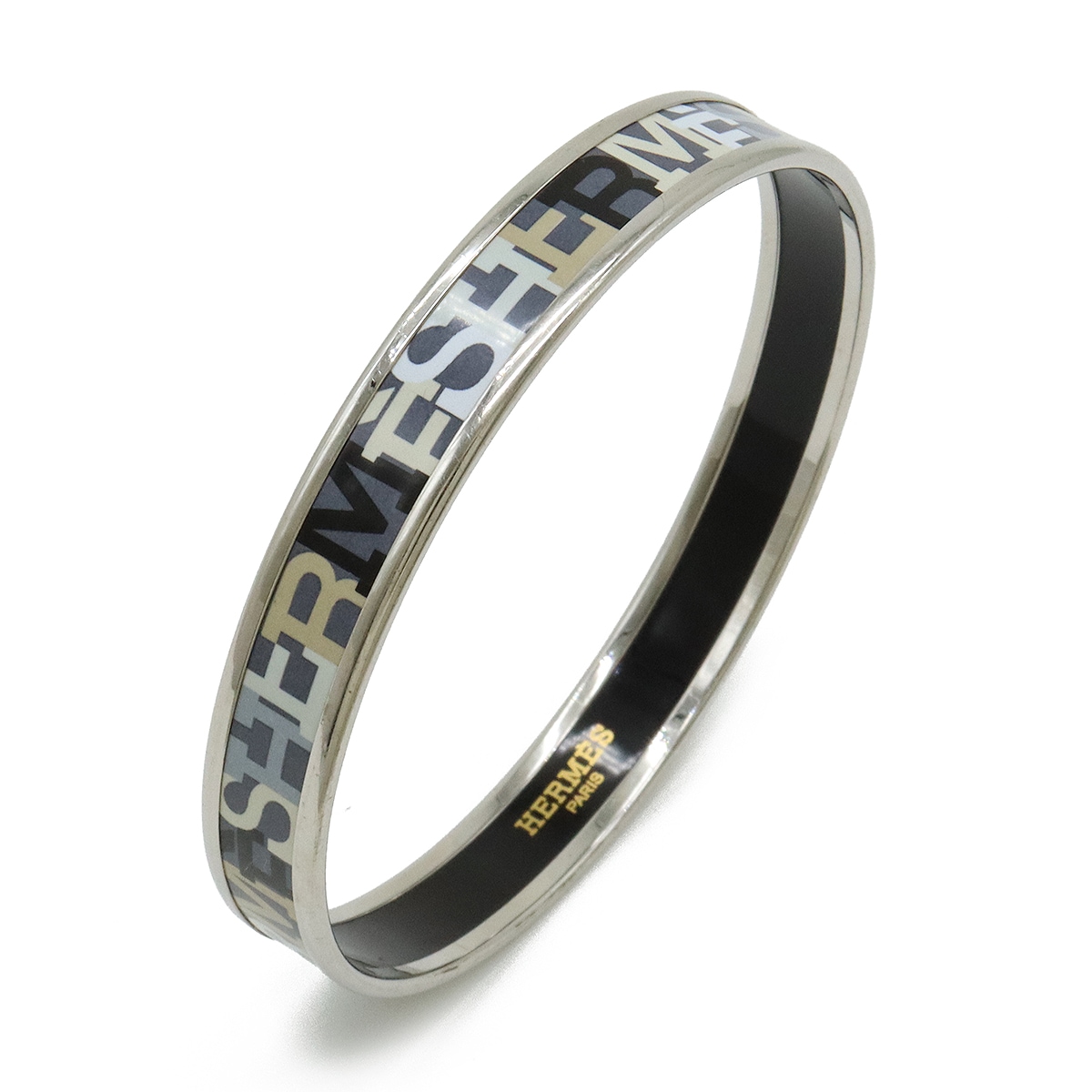 エマイユPM バングル ブレスレット ロゴ メタル エナメル シルバー グレー マルチカラ 22,350円