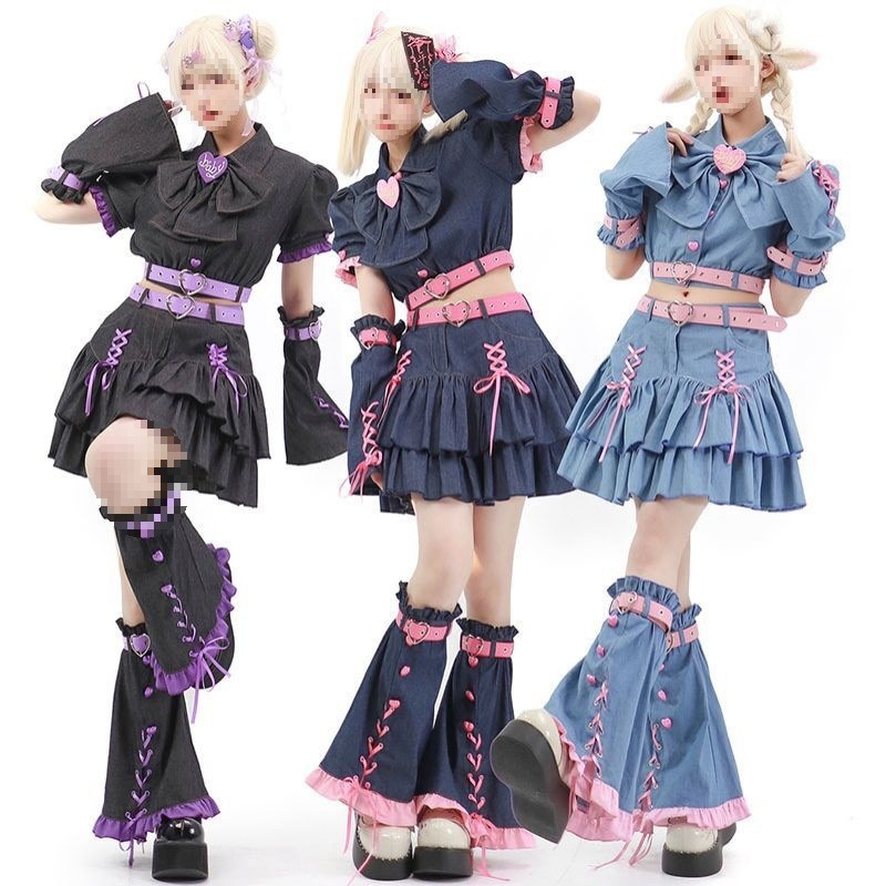 y2kスウィートハートホッティドーパミンウェアアビー風女性2025夏バブルスリーブボウスクールスタイル