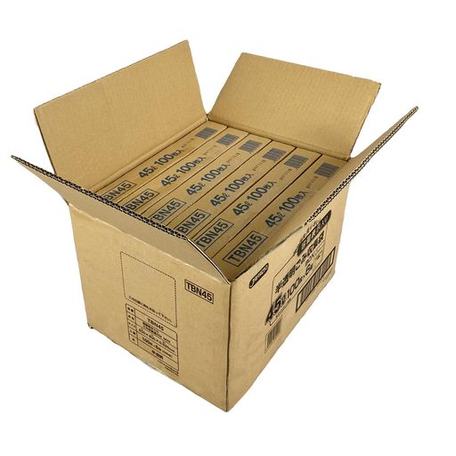 【業務用】 BOXタイプ ゴミ袋 45L 白半透明 厚み0.020mm 600枚 (100枚x6箱) TBN45 サイズ(容量)表示付き 箱入りポリ袋 大容量 まとめ買い ケース販売