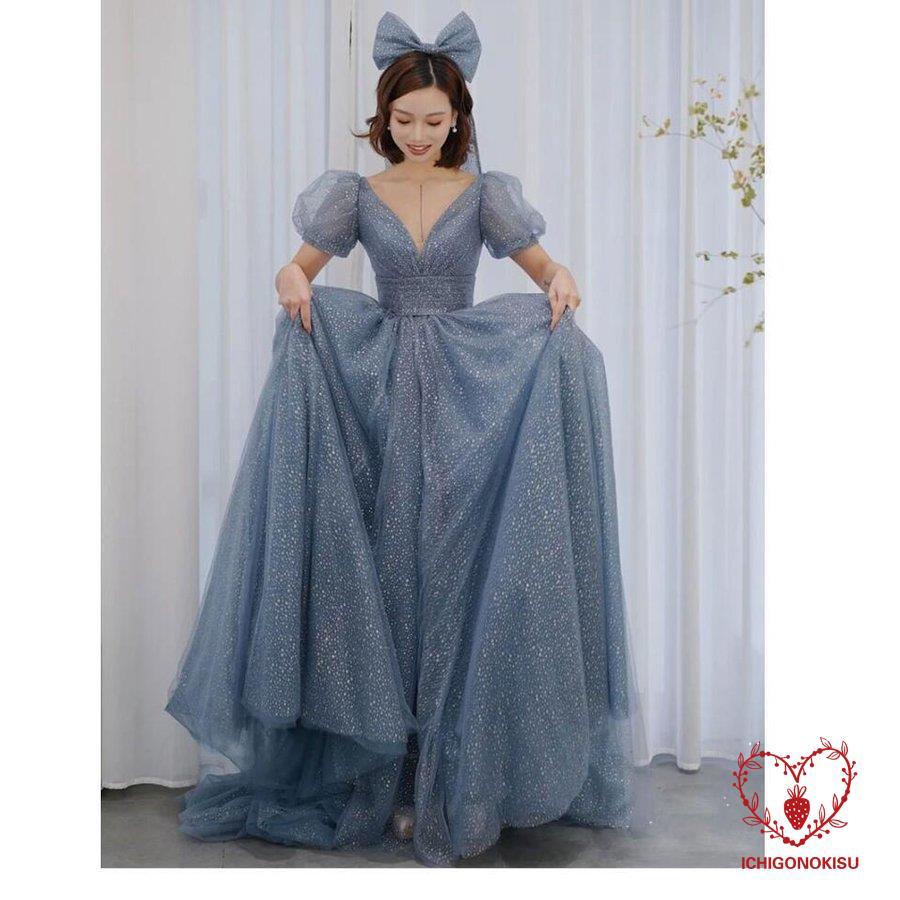 高品質 ウエディングドレス ロング丈 パーディードレス 20代 30代 40代 結婚式ドレス お呼ばれ 二次会 披露宴 卒業式 成人式 ビアノ Vネック ワンピース 大人