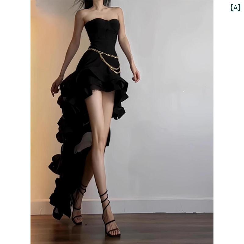 ドレス　パーティー　レディース 誕生日 ドレス 高級 パーティー 不規則な トレーリング チューブ トップ