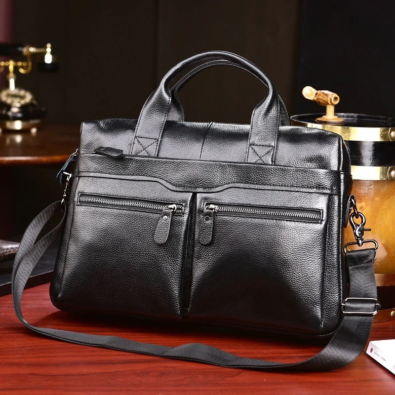 PC Bag/ブリーフケース/ビジネスバッグ/新型男性バッグ本革男性バッグ牛革パソコンバッグ14寸ビジネス大容量ブリーフケース30%までに制限