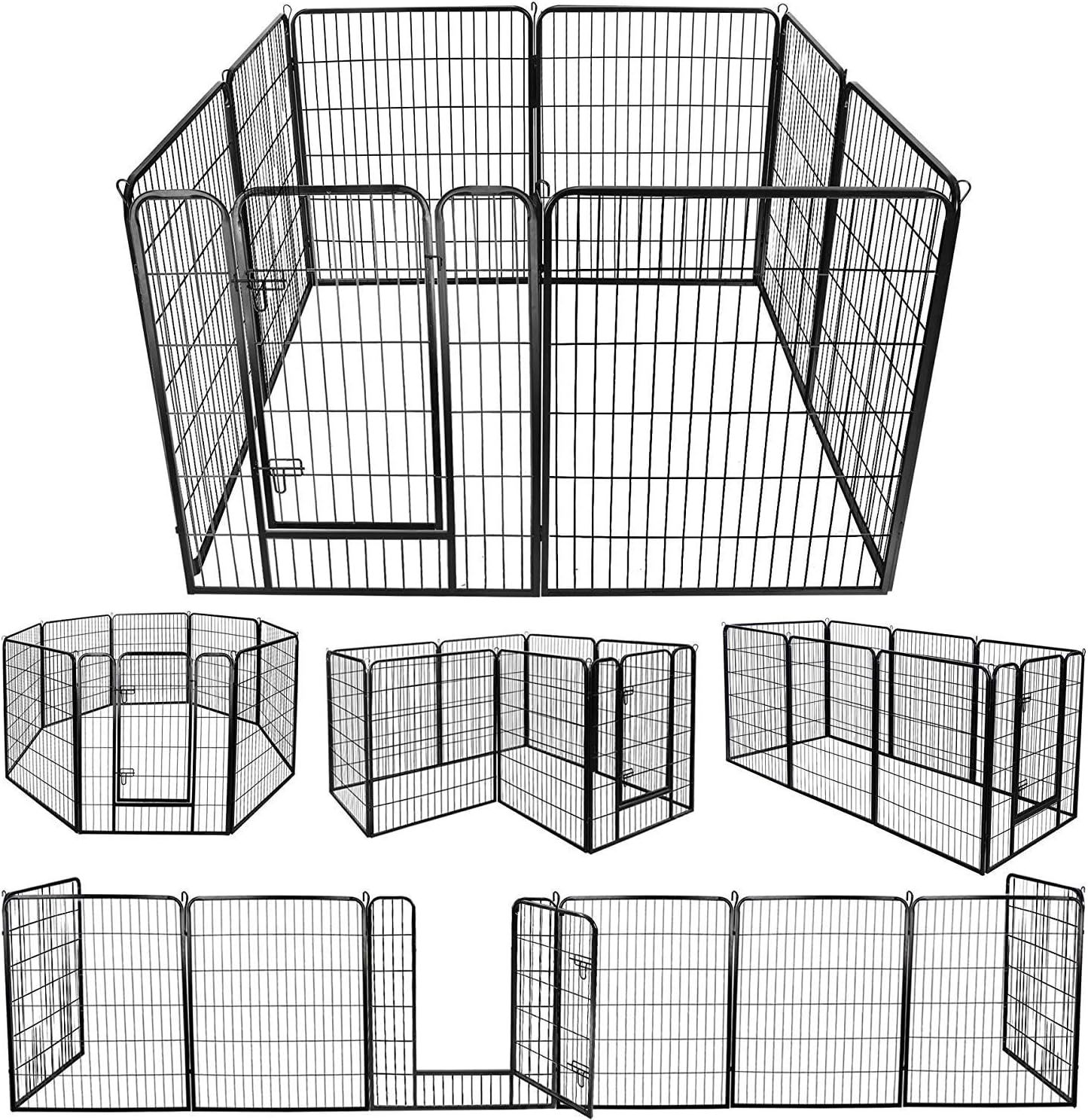 ペットフェンス 大型犬用 中型犬用 ペットケージ パネル8枚 四角ポール 折り畳み式 ペットサークル スチール製 複数連結可能 室内室外兼用 犬小屋 ペット用品 (100*80cm-8枚)