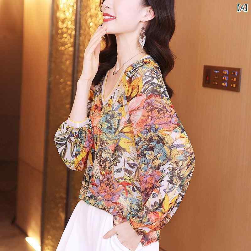 レディース トップス プリント フローラル レディース エレガント 花柄 シャツ Vネック 華やか プルオーバー カジュアル 13,792円