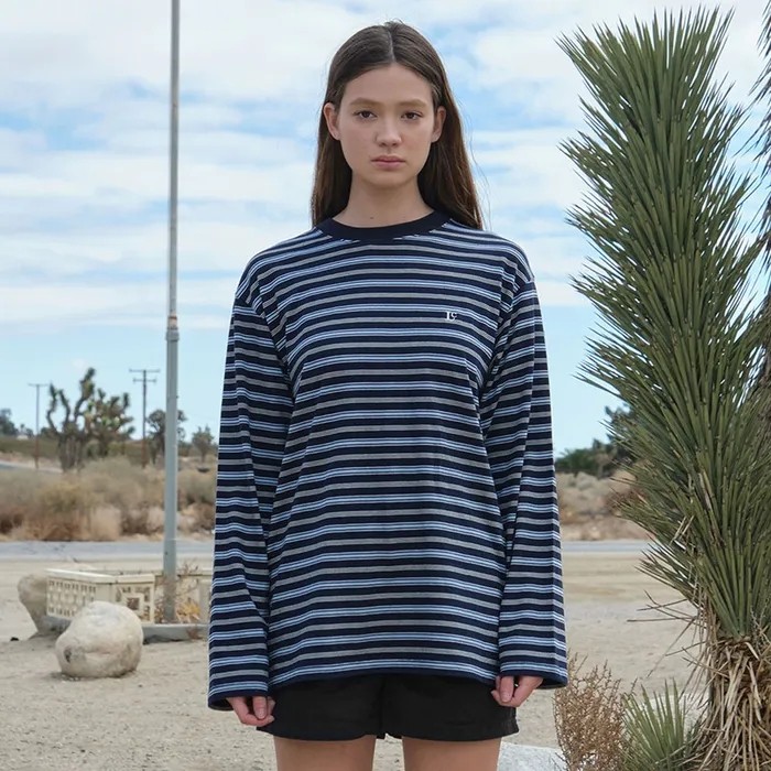 LONG SLEEVE STRIPED T-SHIRT-2color