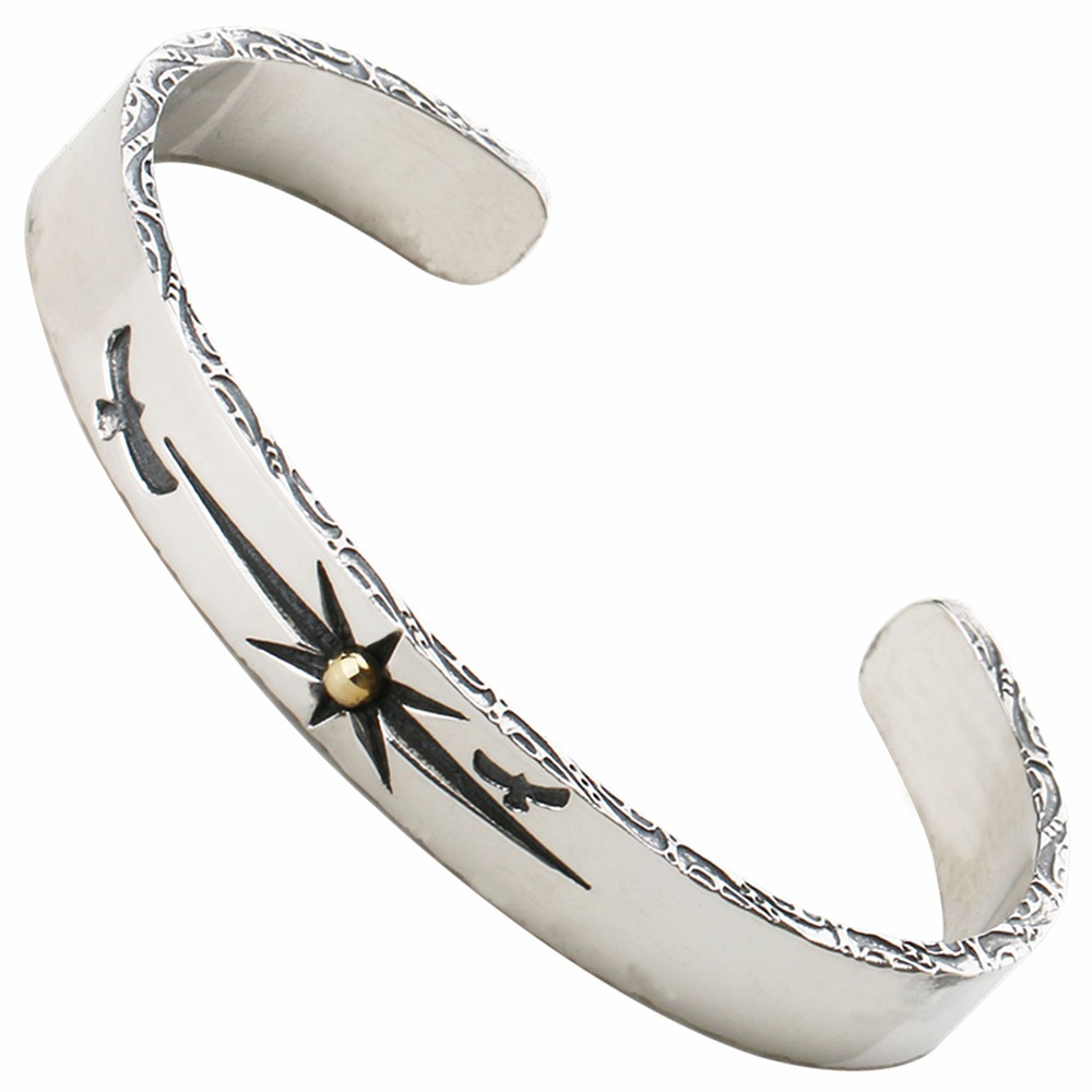 925 太陽神&唐草バングル 平打ち [bs028]